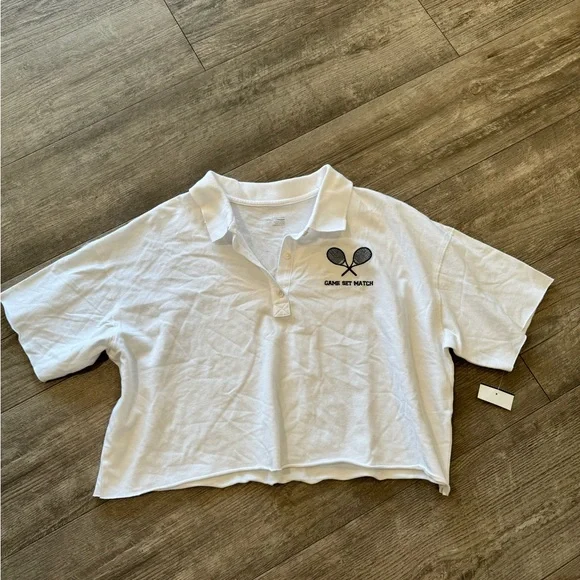 SOLD✨AERIE offline cropped polo top 🤍 - Picture 4 of 12